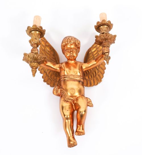 ANTIQUE SET FOUR ITALIAN TWO BRANCH CHERUB ORMOLU WALL LIGHTS C1880 19TH C - ADDITIONAL PHOTO 6