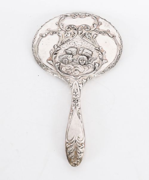 ANTIQUE STERLING SILVER CHERUBS HAND MIRROR S BLANCKENSEE SON BIRMINGHAM 1912 - ADDITIONAL PHOTO 1