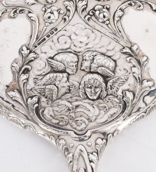 ANTIQUE STERLING SILVER CHERUBS HAND MIRROR S BLANCKENSEE SON BIRMINGHAM 1912 - ADDITIONAL PHOTO 6