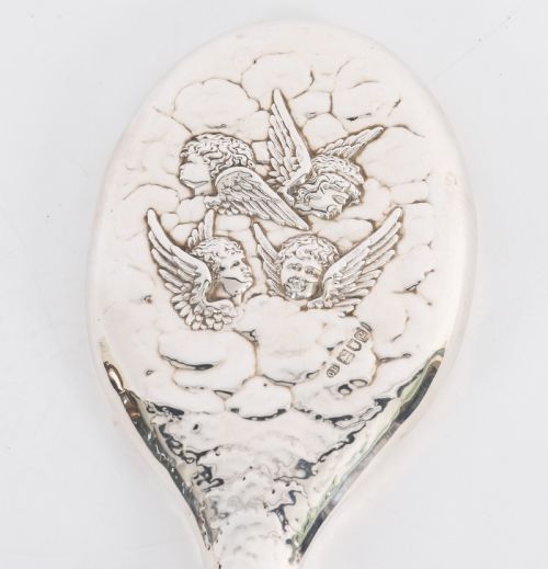 ANTIQUE EDWARDIAN STERLING SILVER EMBOSSED HAND MIRROR CHARLES BOYTON 1902 - ADDITIONAL PHOTO 3