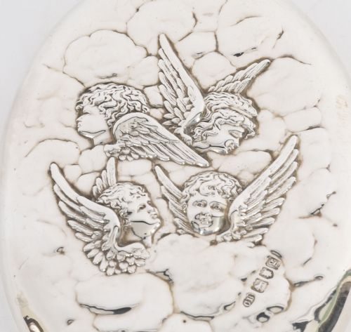 ANTIQUE EDWARDIAN STERLING SILVER EMBOSSED HAND MIRROR CHARLES BOYTON 1902 - ADDITIONAL PHOTO 4