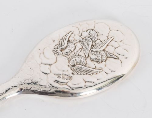 ANTIQUE EDWARDIAN STERLING SILVER EMBOSSED HAND MIRROR CHARLES BOYTON 1902 - ADDITIONAL PHOTO 6