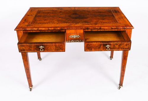 fig 3. Antique Victorian Burr Walnut Writing Table Bureau Plat 19th C