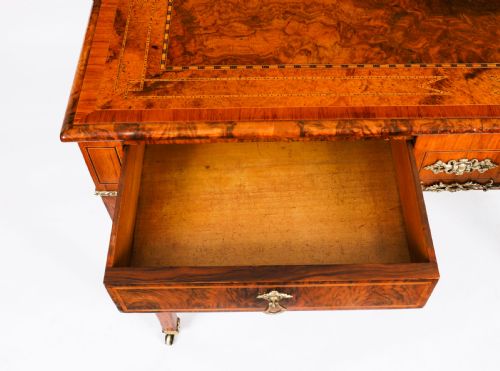 fig 4. Antique Victorian Burr Walnut Writing Table Bureau Plat 19th C