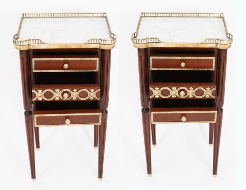 ANTIQUE PAIR FRENCH EMPIRE ORMOLU MOUNTED BEDSIDE CABINETS 19TH CENTURY - ADDITIONAL PHOTO 2