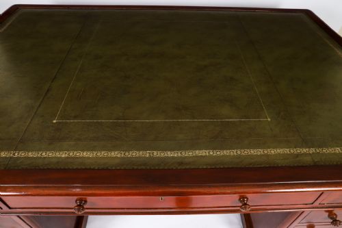 ANTIQUE VICTORIAN 6FT FLAME MAHOGANY PARTNERS PEDESTAL DESK C1870 19TH C - ADDITIONAL PHOTO 1