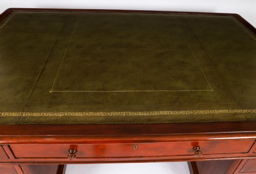 ANTIQUE VICTORIAN 6FT FLAME MAHOGANY PARTNERS PEDESTAL DESK C1870 19TH C - ADDITIONAL PHOTO 2