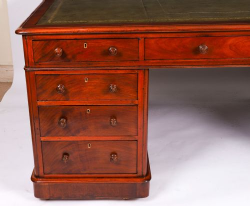 ANTIQUE VICTORIAN 6FT FLAME MAHOGANY PARTNERS PEDESTAL DESK C1870 19TH C - ADDITIONAL PHOTO 6