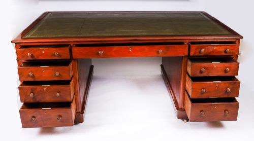 ANTIQUE VICTORIAN 6FT FLAME MAHOGANY PARTNERS PEDESTAL DESK C1870 19TH C - ADDITIONAL PHOTO 9