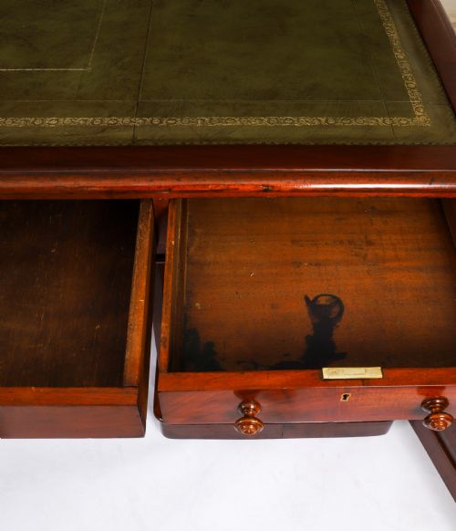 ANTIQUE VICTORIAN 6FT FLAME MAHOGANY PARTNERS PEDESTAL DESK C1870 19TH C - ADDITIONAL PHOTO 11