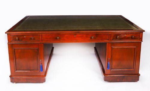 ANTIQUE VICTORIAN 6FT FLAME MAHOGANY PARTNERS PEDESTAL DESK C1870 19TH C - ADDITIONAL PHOTO 14