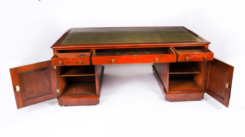ANTIQUE VICTORIAN 6FT FLAME MAHOGANY PARTNERS PEDESTAL DESK C1870 19TH C - ADDITIONAL PHOTO 15
