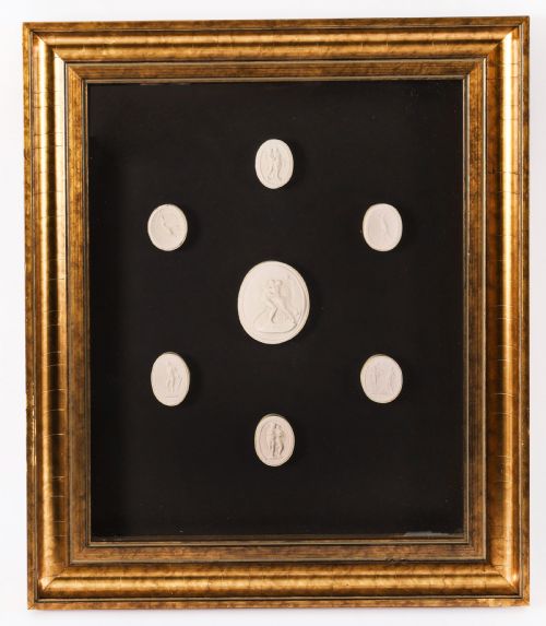 ANTIQUE PAIR GILTWOOD FRAMED GRAND TOUR PLASTER INTAGLIOS 19TH CENTURY - ADDITIONAL PHOTO 2