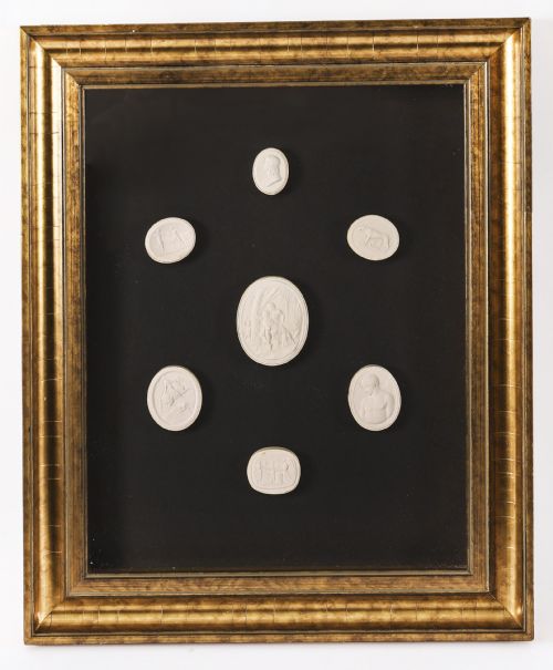 ANTIQUE PAIR GILTWOOD FRAMED GRAND TOUR PLASTER INTAGLIOS 19TH CENTURY - ADDITIONAL PHOTO 6