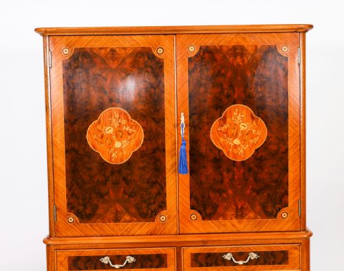 ANTIQUE ART DECO WALNUT MARQUETRY COCKTAIL CABINET DRY BAR BY EPSTEIN C 1930 - ADDITIONAL PHOTO 4