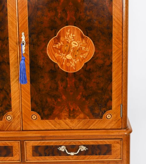 ANTIQUE ART DECO WALNUT MARQUETRY COCKTAIL CABINET DRY BAR BY EPSTEIN C 1930 - ADDITIONAL PHOTO 5