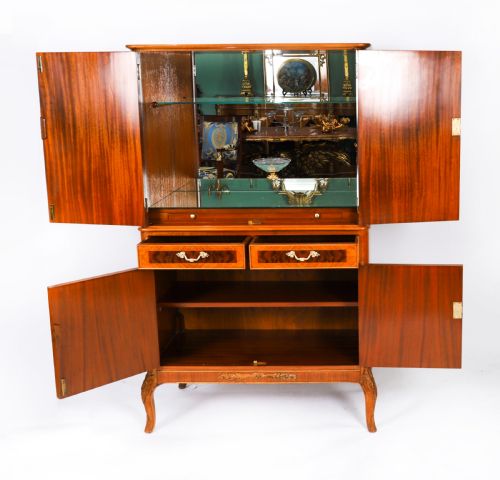 ANTIQUE ART DECO WALNUT MARQUETRY COCKTAIL CABINET DRY BAR BY EPSTEIN C 1930 - ADDITIONAL PHOTO 15