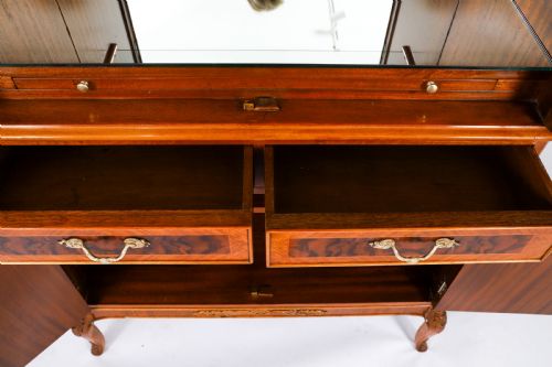 ANTIQUE ART DECO WALNUT MARQUETRY COCKTAIL CABINET DRY BAR BY EPSTEIN C 1930 - ADDITIONAL PHOTO 17