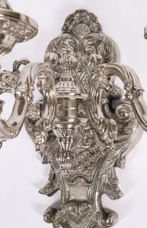 ANTIQUE SET OF 4 FRENCH SILVER PLATED WALL LIGHTS APPLIQUES CIRCA 1900 - ADDITIONAL PHOTO 3