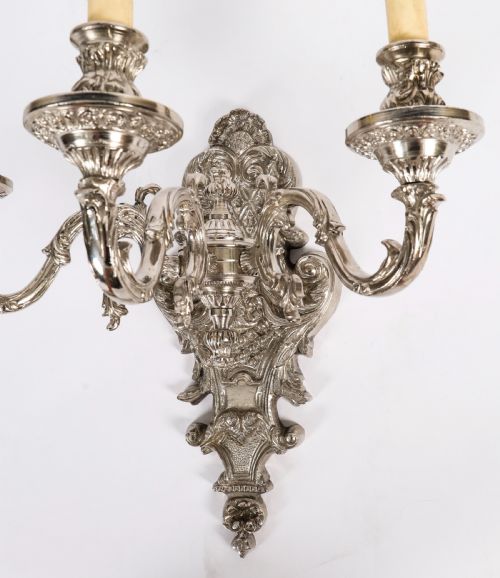 ANTIQUE SET OF 4 FRENCH SILVER PLATED WALL LIGHTS APPLIQUES CIRCA 1900 - ADDITIONAL PHOTO 6