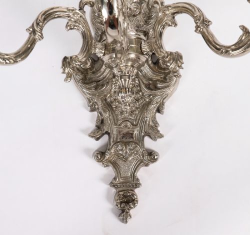 ANTIQUE SET OF 4 FRENCH SILVER PLATED WALL LIGHTS APPLIQUES CIRCA 1900 - ADDITIONAL PHOTO 7