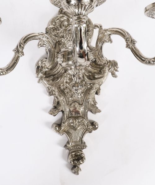 ANTIQUE SET OF 4 FRENCH SILVER PLATED WALL LIGHTS APPLIQUES CIRCA 1900 - ADDITIONAL PHOTO 11