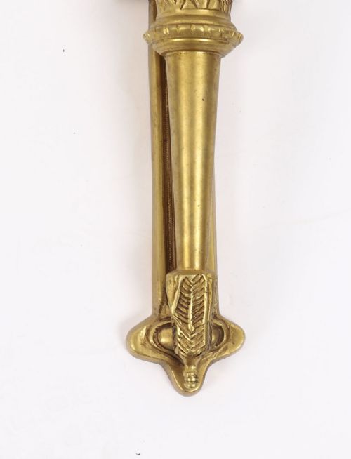 ANTIQUE PAIR NEOCLASSICAL ORMOLU GLASS FLAMING TORCH WALL LIGHTS C1920 - ADDITIONAL PHOTO 6