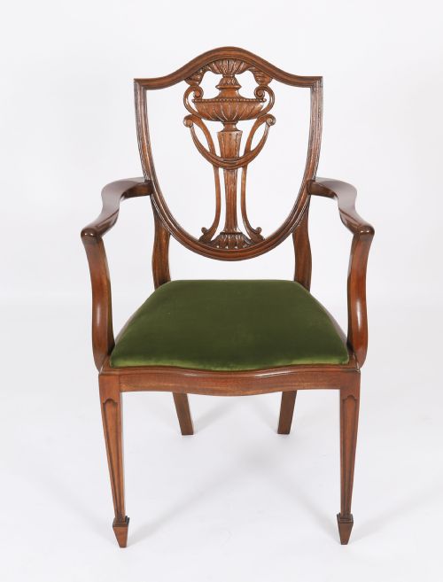 ANTIQUE SET 8 EDWARDIAN SHIELD BACK DINING CHAIRS CIRCA 1910 20TH C - ADDITIONAL PHOTO 2