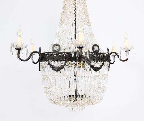 ANTIQUE SET 6 LOUIS REVIVAL 14 LIGHT BALLROOM CUT CRYSTAL TENT CHANDELIERS C1920 - ADDITIONAL PHOTO 12