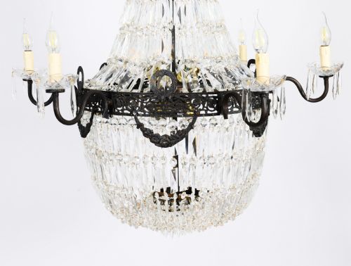 ANTIQUE SET 6 LOUIS REVIVAL 14 LIGHT BALLROOM CUT CRYSTAL TENT CHANDELIERS C1920 - ADDITIONAL PHOTO 14