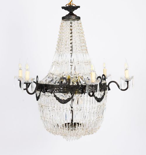 ANTIQUE SET 6 LOUIS REVIVAL 14 LIGHT BALLROOM CUT CRYSTAL TENT CHANDELIERS C1920 - ADDITIONAL PHOTO 17