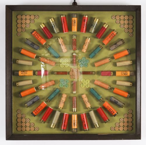 Antique Framed Display of Shotgun Cartrridges Circa 1920
