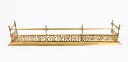 ANTIQUE VICTORIAN BRASS FIREPLACE FENDER GUARD 19TH C - ADDITIONAL PHOTO 1