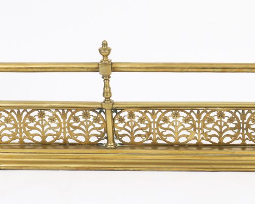 ANTIQUE VICTORIAN BRASS FIREPLACE FENDER GUARD 19TH C - ADDITIONAL PHOTO 5