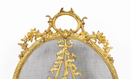 ANTIQUE FRENCH ROCOCO REVIVAL BRASS FIRE SCREEN19TH C - ADDITIONAL PHOTO 2