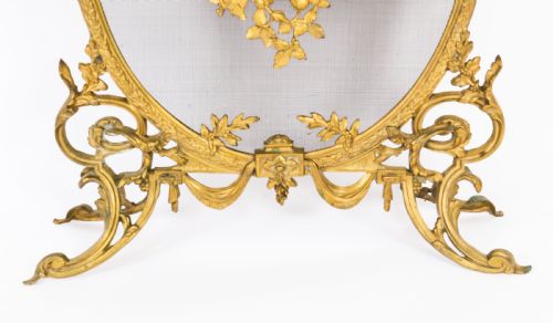 ANTIQUE FRENCH ROCOCO REVIVAL BRASS FIRE SCREEN19TH C - ADDITIONAL PHOTO 3