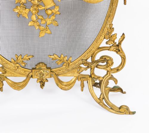 ANTIQUE FRENCH ROCOCO REVIVAL BRASS FIRE SCREEN19TH C - ADDITIONAL PHOTO 5