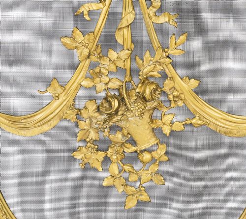 ANTIQUE FRENCH ROCOCO REVIVAL BRASS FIRE SCREEN19TH C - ADDITIONAL PHOTO 7