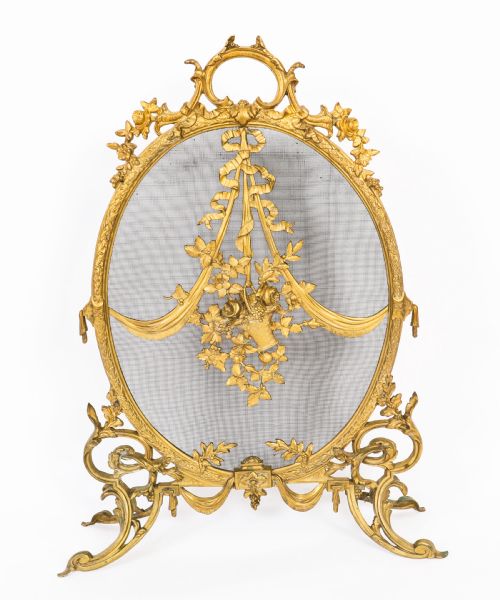 ANTIQUE FRENCH ROCOCO REVIVAL BRASS FIRE SCREEN19TH C - ADDITIONAL PHOTO 10