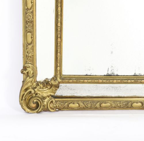 ANTIQUE GILTWOOD LOUIS REVIVAL OVERMANTEL CUSHION MIRROR C1860 169 X 105CM - ADDITIONAL PHOTO 5