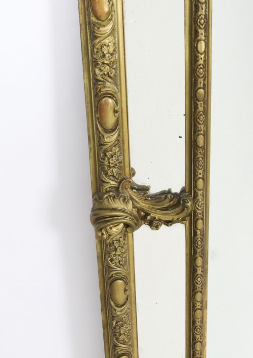 ANTIQUE GILTWOOD LOUIS REVIVAL OVERMANTEL CUSHION MIRROR C1860 169 X 105CM - ADDITIONAL PHOTO 6