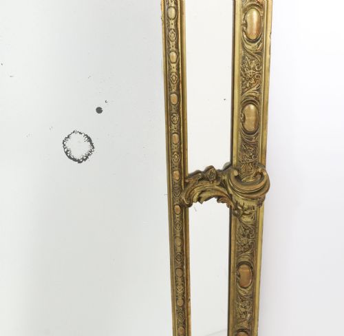 ANTIQUE GILTWOOD LOUIS REVIVAL OVERMANTEL CUSHION MIRROR C1860 169 X 105CM - ADDITIONAL PHOTO 7