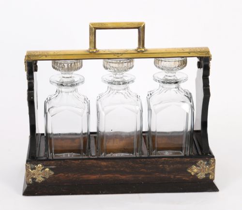 ANTIQUE VICTORIAN COROMANDE THREE CUT CRYSTAL DECANTER TANTALUS C1870 - ADDITIONAL PHOTO 14