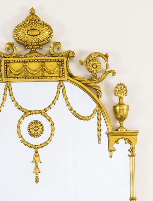ANTIQUE PAIR 6FT GEORGE III ADAM REVIVAL GILTWOOD MIRRORS 19TH C 190 X 76CM - ADDITIONAL PHOTO 4