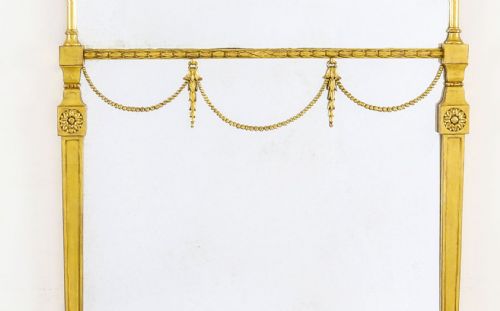 ANTIQUE PAIR 6FT GEORGE III ADAM REVIVAL GILTWOOD MIRRORS 19TH C 190 X 76CM - ADDITIONAL PHOTO 6