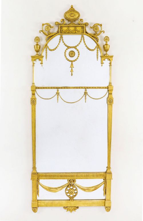 ANTIQUE PAIR 6FT GEORGE III ADAM REVIVAL GILTWOOD MIRRORS 19TH C 190 X 76CM - ADDITIONAL PHOTO 8