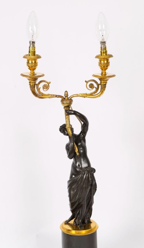ANTIQUE PAIR FINE FRENCH BRONZE ORMOLU TWO LIGHT CANDELABRA 19TH C - ADDITIONAL PHOTO 12