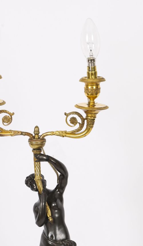 ANTIQUE PAIR FINE FRENCH BRONZE ORMOLU TWO LIGHT CANDELABRA 19TH C - ADDITIONAL PHOTO 13