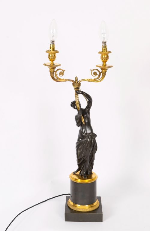 ANTIQUE PAIR FINE FRENCH BRONZE ORMOLU TWO LIGHT CANDELABRA 19TH C - ADDITIONAL PHOTO 16