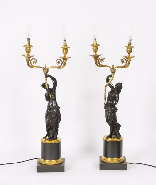 ANTIQUE PAIR FINE FRENCH BRONZE ORMOLU TWO LIGHT CANDELABRA 19TH C - ADDITIONAL PHOTO 17